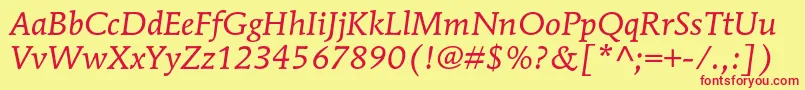 MendozaromanstdBookitalic Font – Red Fonts on Yellow Background