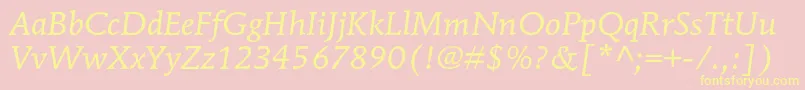 MendozaromanstdBookitalic Font – Yellow Fonts on Pink Background