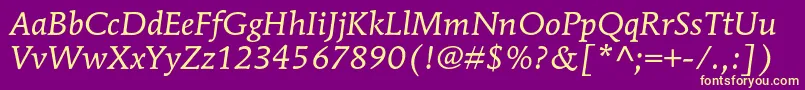 MendozaromanstdBookitalic Font – Yellow Fonts on Purple Background