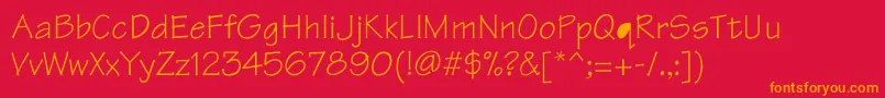Tekton-Schriftart – Orangefarbene Schriften auf rotem Hintergrund