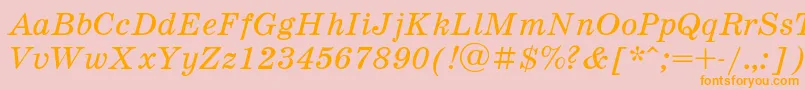Schooli-Schriftart – Orangefarbene Schriften auf rosa Hintergrund