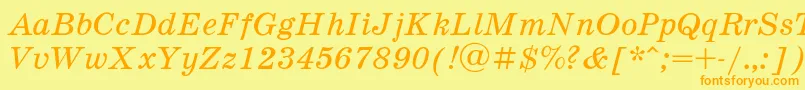 フォントSchooli – オレンジの文字が黄色の背景にあります。