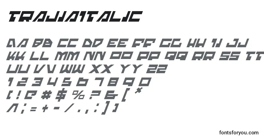 Schriftart TrajiaItalic – Alphabet, Zahlen, spezielle Symbole