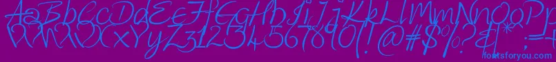 KingthingsWrote-Schriftart – Blaue Schriften auf violettem Hintergrund