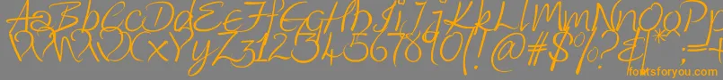 KingthingsWroteフォントについての詳細 フォントKingthingsWrote – オレンジの文字は灰色の背景にあります。