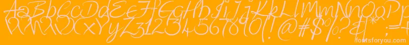 KingthingsWrote-Schriftart – Rosa Schriften auf orangefarbenem Hintergrund