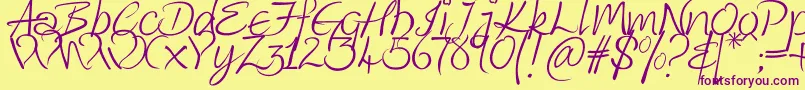 KingthingsWrote-Schriftart – Violette Schriften auf gelbem Hintergrund