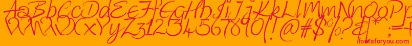 KingthingsWrote-Schriftart – Rote Schriften auf orangefarbenem Hintergrund