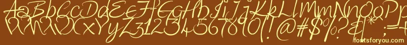 KingthingsWrote-fontti – keltaiset fontit ruskealla taustalla