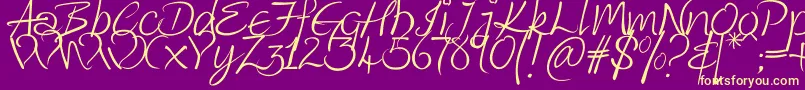 KingthingsWrote Font – Yellow Fonts on Purple Background