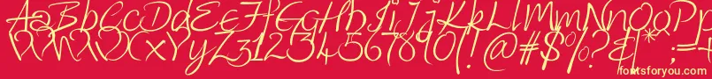 KingthingsWrote Font – Yellow Fonts on Red Background