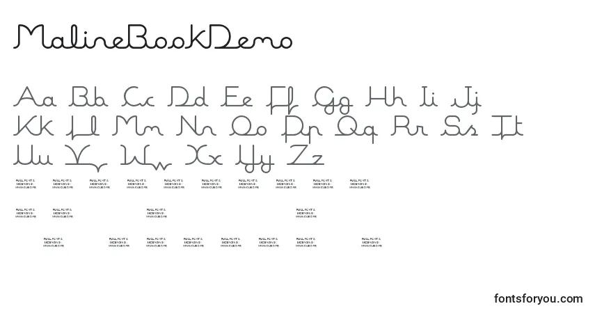 Fuente MalineBookDemo - alfabeto, números, caracteres especiales