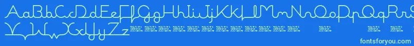 MalineBookDemo-Schriftart – Grüne Schriften auf blauem Hintergrund