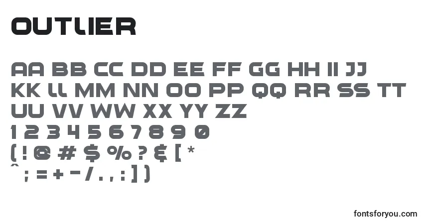Fuente Outlier - alfabeto, números, caracteres especiales