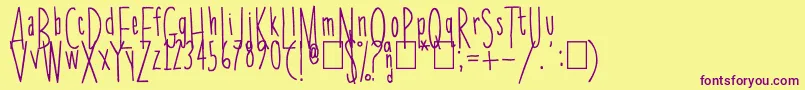 Skinnychick Font – Purple Fonts on Yellow Background