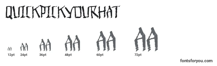 QuickPickYourHat Font Sizes