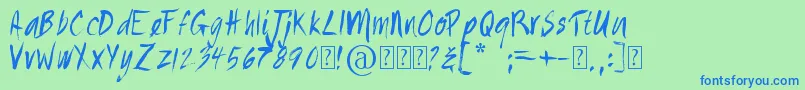 Czcionka Painted – niebieskie czcionki na zielonym tle