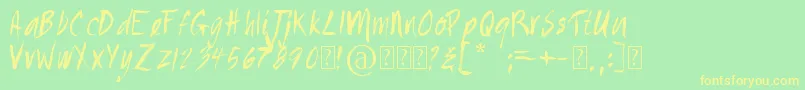Painted-Schriftart – Gelbe Schriften auf grünem Hintergrund