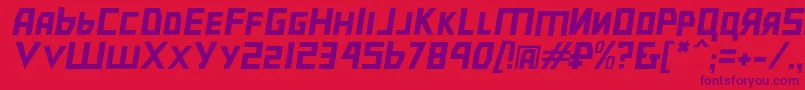 フォントBolsheviklgtobl – 赤い背景に紫のフォント