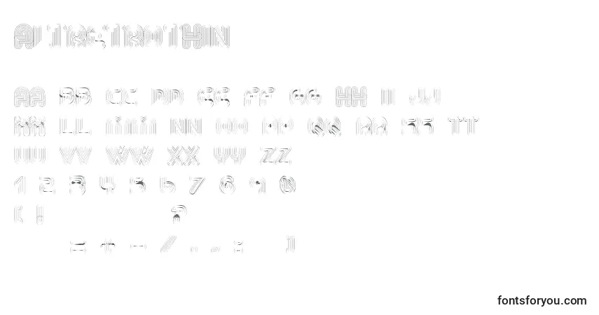 Schriftart AltRetroThin – Alphabet, Zahlen, spezielle Symbole