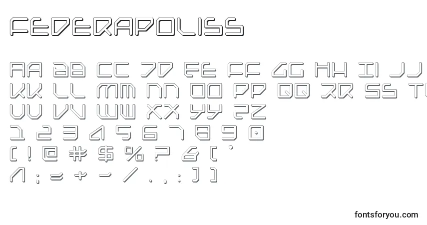 Schriftart Federapoliss – Alphabet, Zahlen, spezielle Symbole