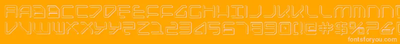 Federapoliss-Schriftart – Rosa Schriften auf orangefarbenem Hintergrund