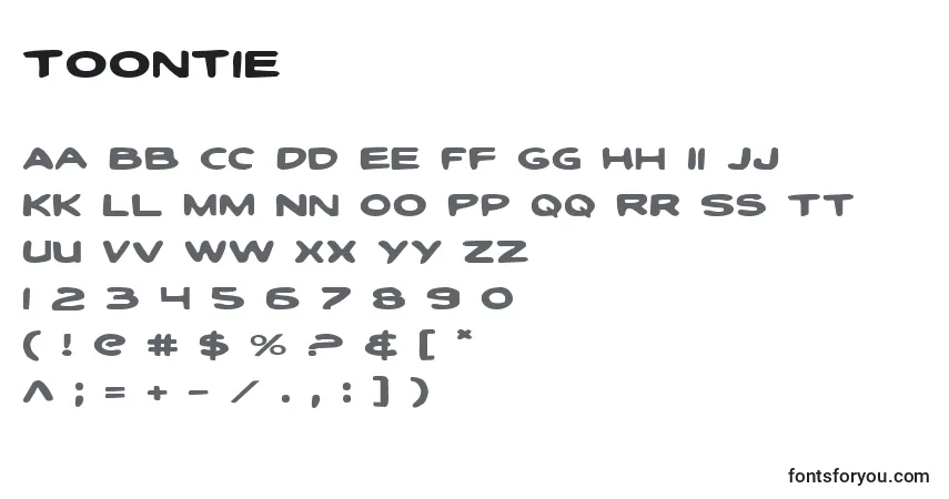 A fonte Toontie – alfabeto, números, caracteres especiais