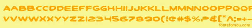 フォントToontie – オレンジの文字が黄色の背景にあります。