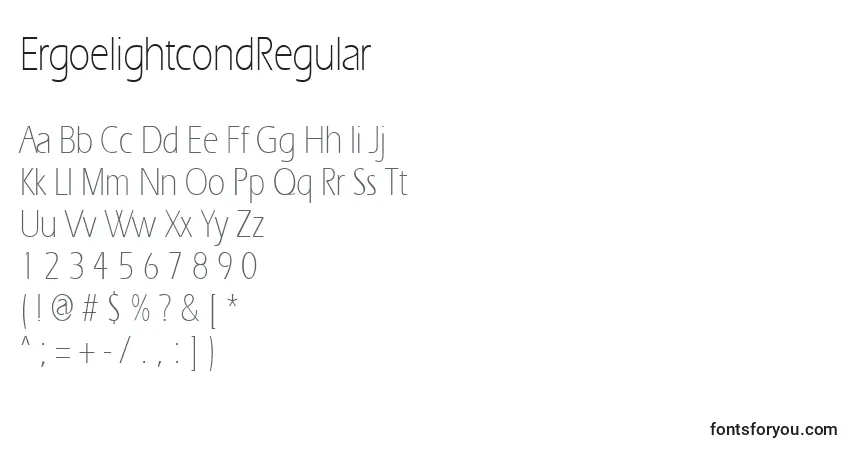 Czcionka ErgoelightcondRegular – alfabet, cyfry, specjalne znaki