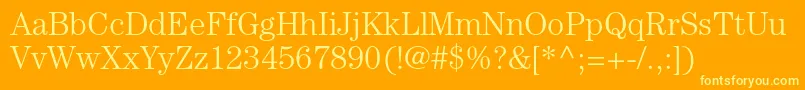 CenturystdLight-fontti – keltaiset fontit oranssilla taustalla