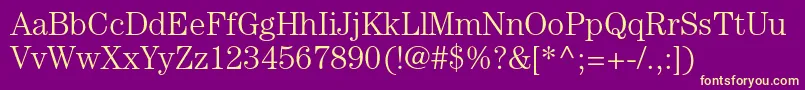 Weitere Informationen zur CenturystdLight-Schriftart CenturystdLight-Schriftart – Gelbe Schriften auf violettem Hintergrund