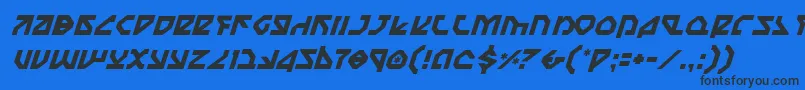 Fonte NostromoItalic – fontes pretas em um fundo azul