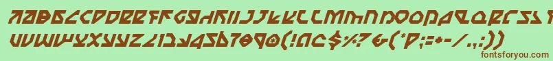 Fonte NostromoItalic – fontes marrons em um fundo verde