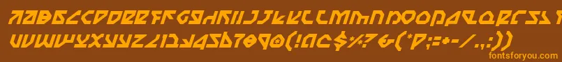 フォントNostromoItalic – オレンジ色の文字が茶色の背景にあります。