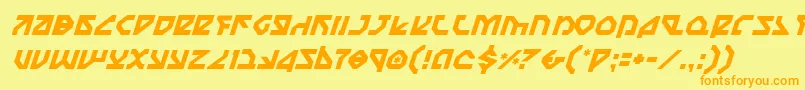 Fonte NostromoItalic – fontes laranjas em um fundo amarelo