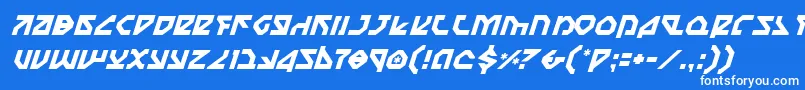 Czcionka NostromoItalic – białe czcionki na niebieskim tle