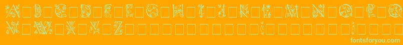 LilithInitialsMedium-Schriftart – Grüne Schriften auf orangefarbenem Hintergrund