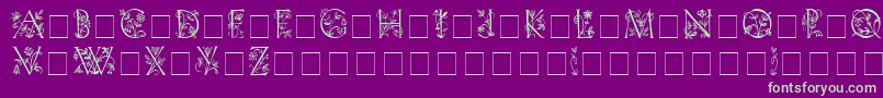 Police LilithInitialsMedium – polices vertes sur fond violet
