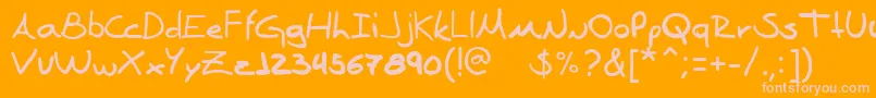 DeniseSans-fontti – vaaleanpunaiset fontit oranssilla taustalla