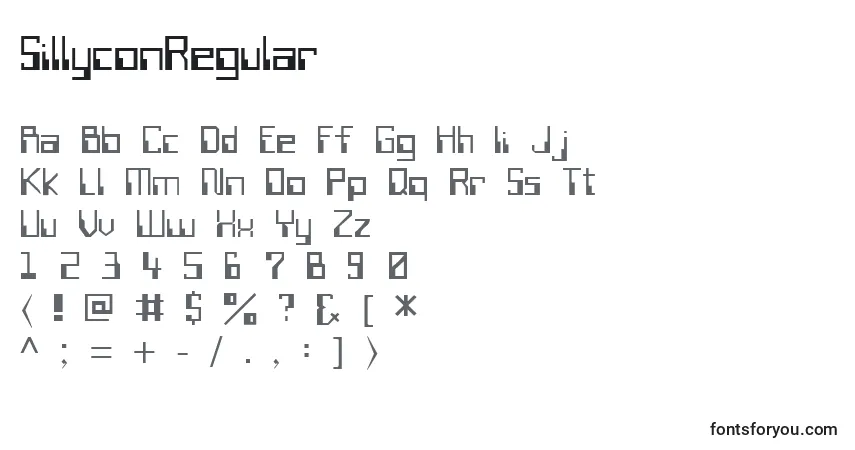 SillyconRegular Font – alphabet, numbers, special characters