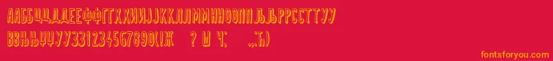 フォントDelija – 赤い背景にオレンジの文字