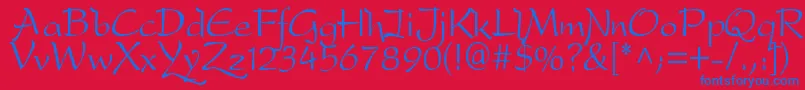 フォントDfdrone – 赤い背景に青い文字