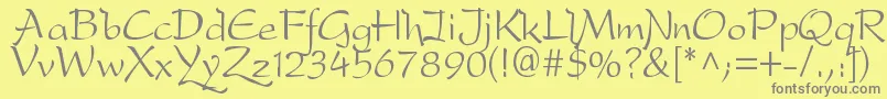 フォントDfdrone – 黄色の背景に灰色の文字