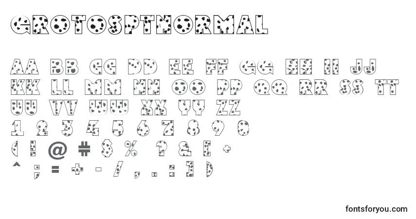 A fonte GrotosptNormal – alfabeto, números, caracteres especiais