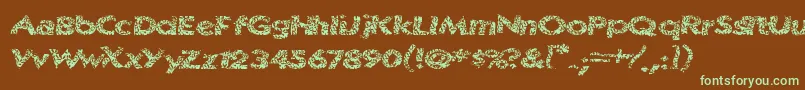 フォントSurfshack – 緑色の文字が茶色の背景にあります。