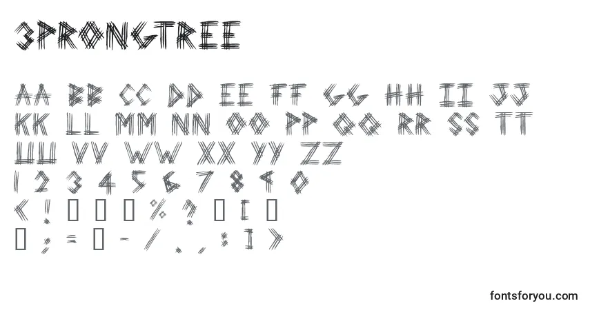 Schriftart 3ProngTree – Alphabet, Zahlen, spezielle Symbole