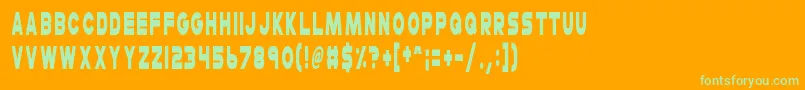 Weitere Informationen zur CheerioOldChap-Schriftart CheerioOldChap-Schriftart – Grüne Schriften auf orangefarbenem Hintergrund