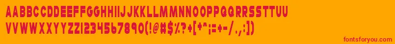 Fonte CheerioOldChap – fontes vermelhas em um fundo laranja