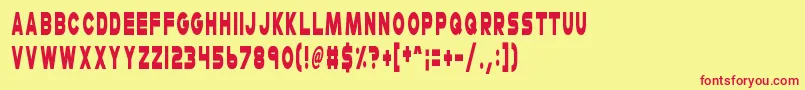 CheerioOldChap-Schriftart – Rote Schriften auf gelbem Hintergrund