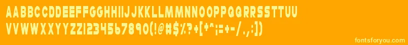 CheerioOldChap-Schriftart – Gelbe Schriften auf orangefarbenem Hintergrund